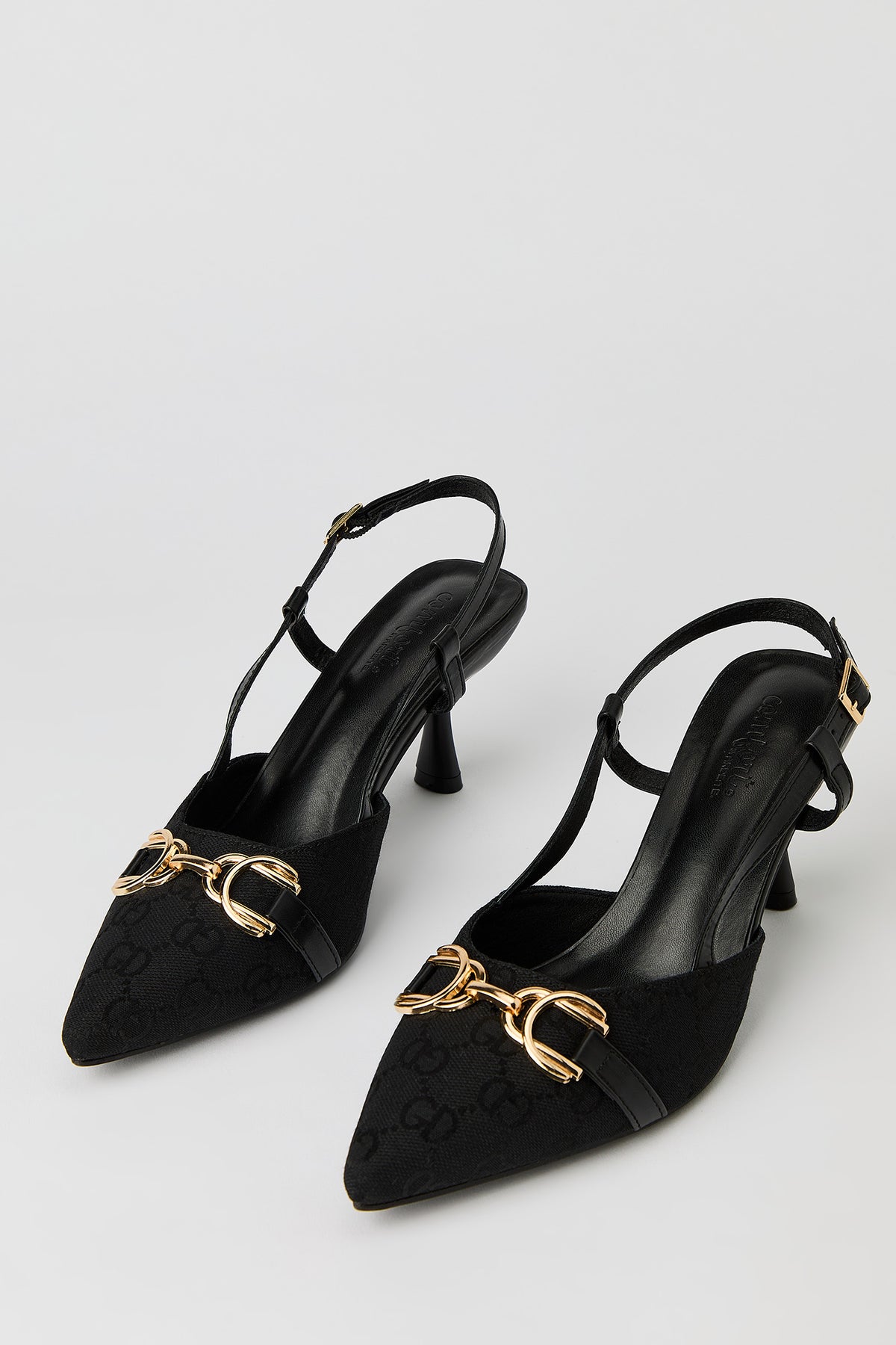 Alt View 2. Status Print Pointy Kitten Heel - Black
