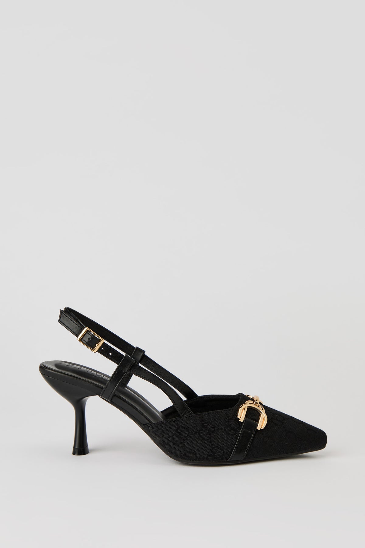 Status Print Pointy Kitten Heel - Black