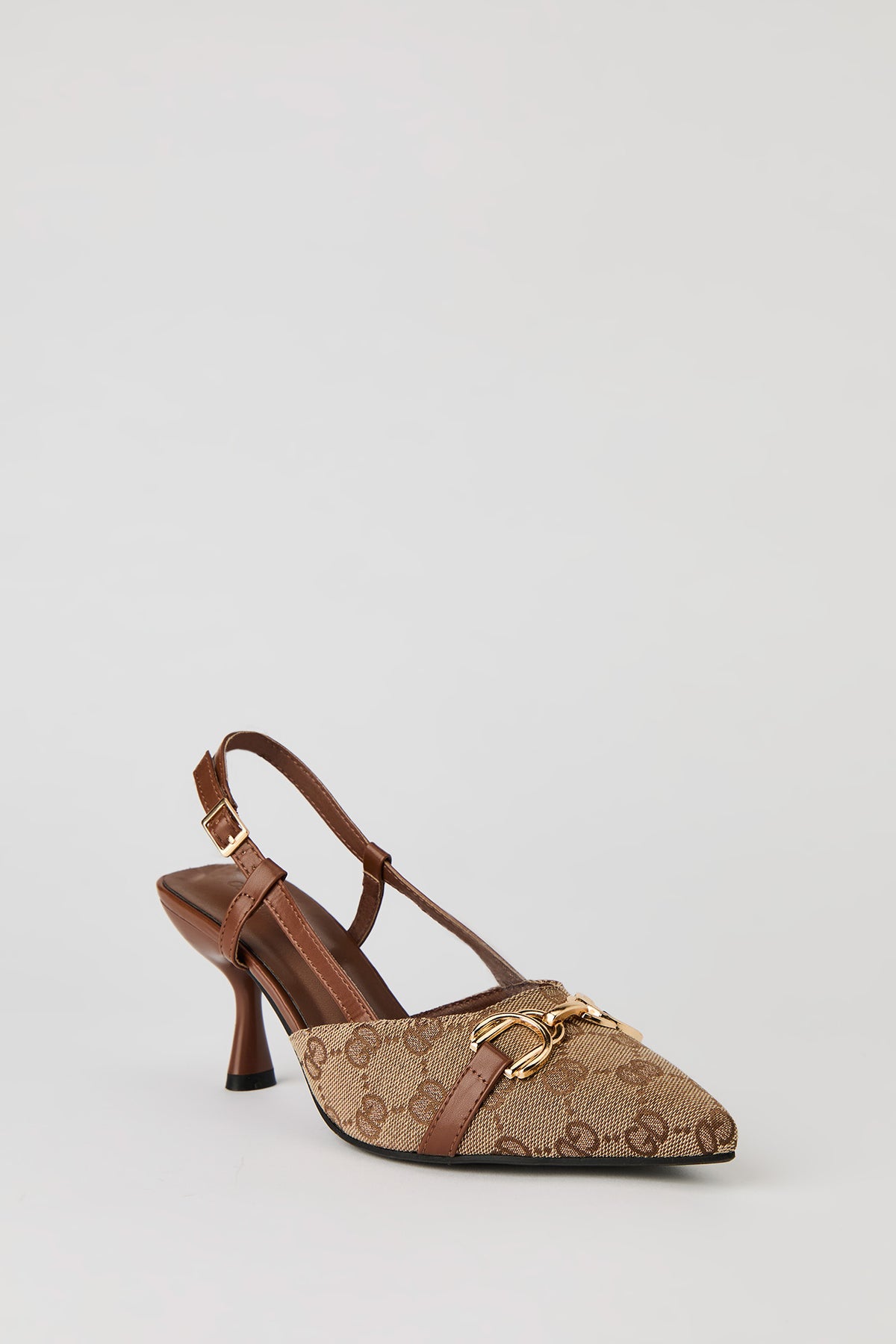 Alt View 3. Status Print Pointy Kitten Heel - Tan