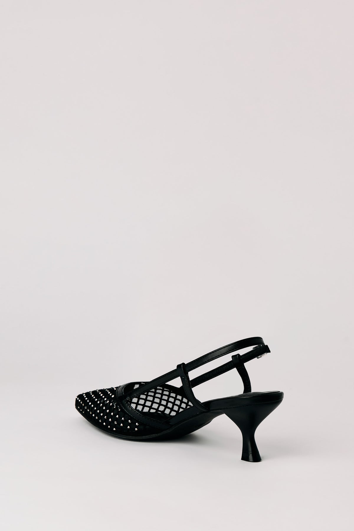 Vue alternative 5. Escarpins à talons bobine à enfiler en filet avec pierres du Rhin