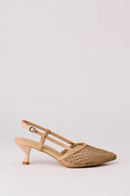 Mesh Rhinestone Kitten Heeled Slingback