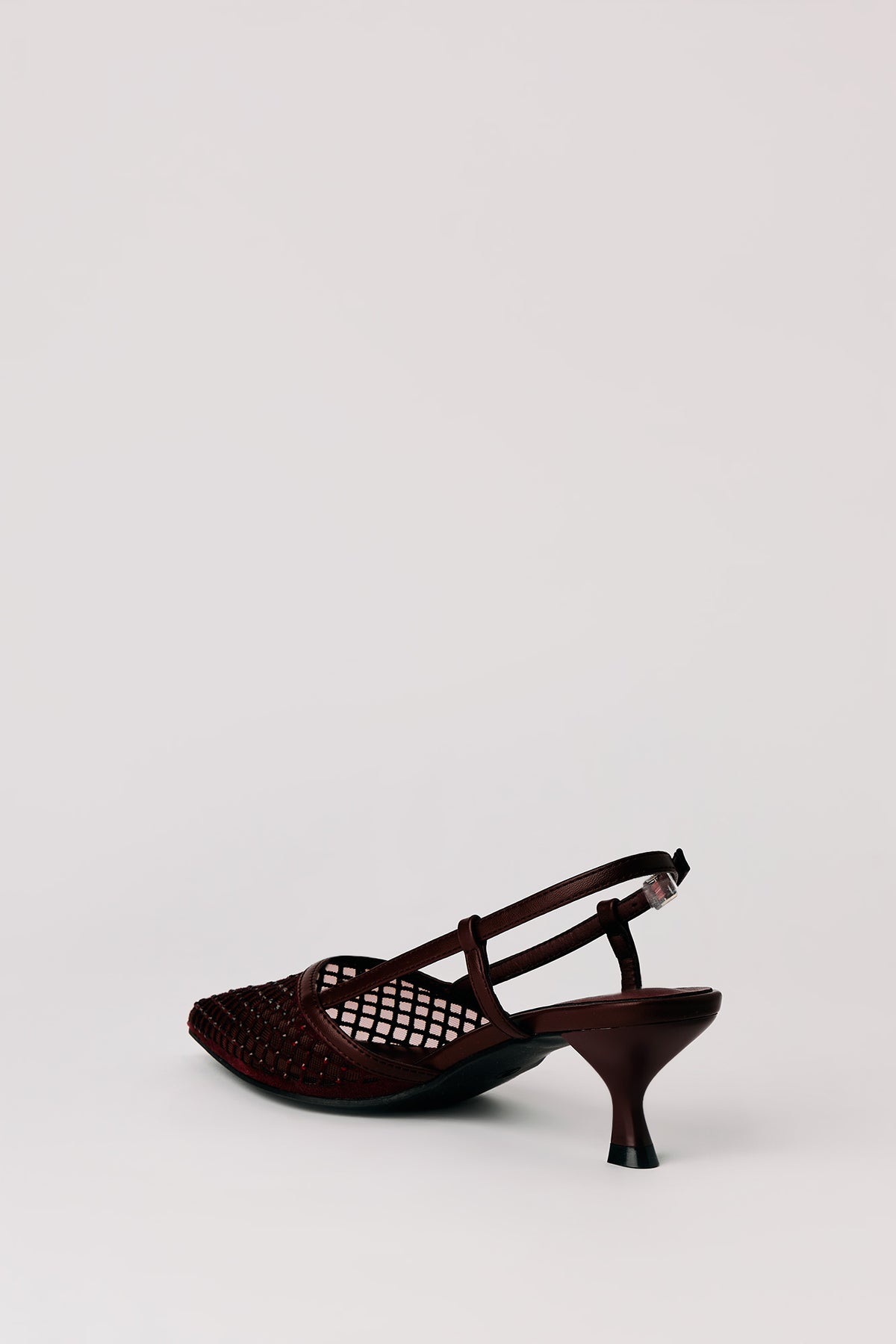 Vue alternative 4. Escarpins à talons bobine à enfiler en filet avec pierres du Rhin