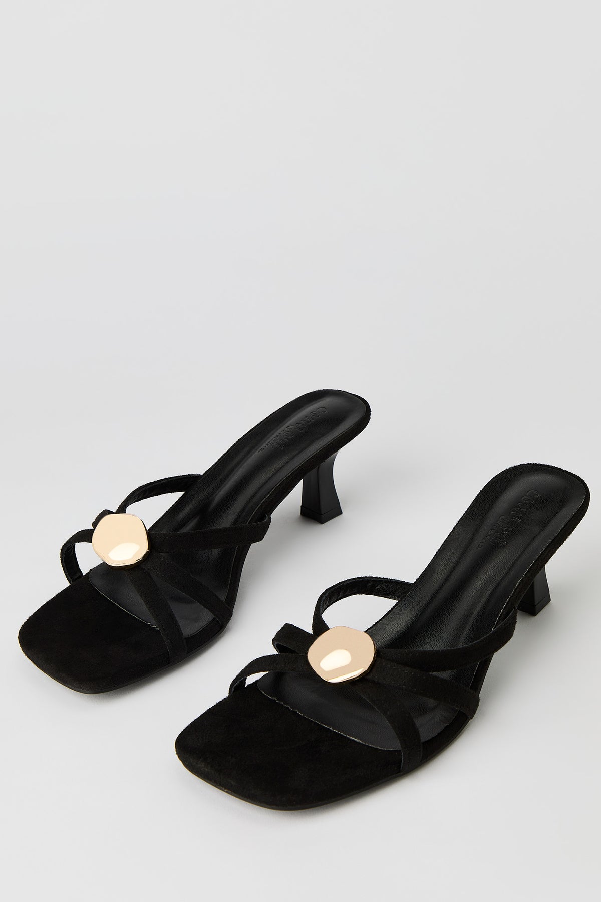 Alt View 2. Metal Detail Strappy Kitten Heel - Black