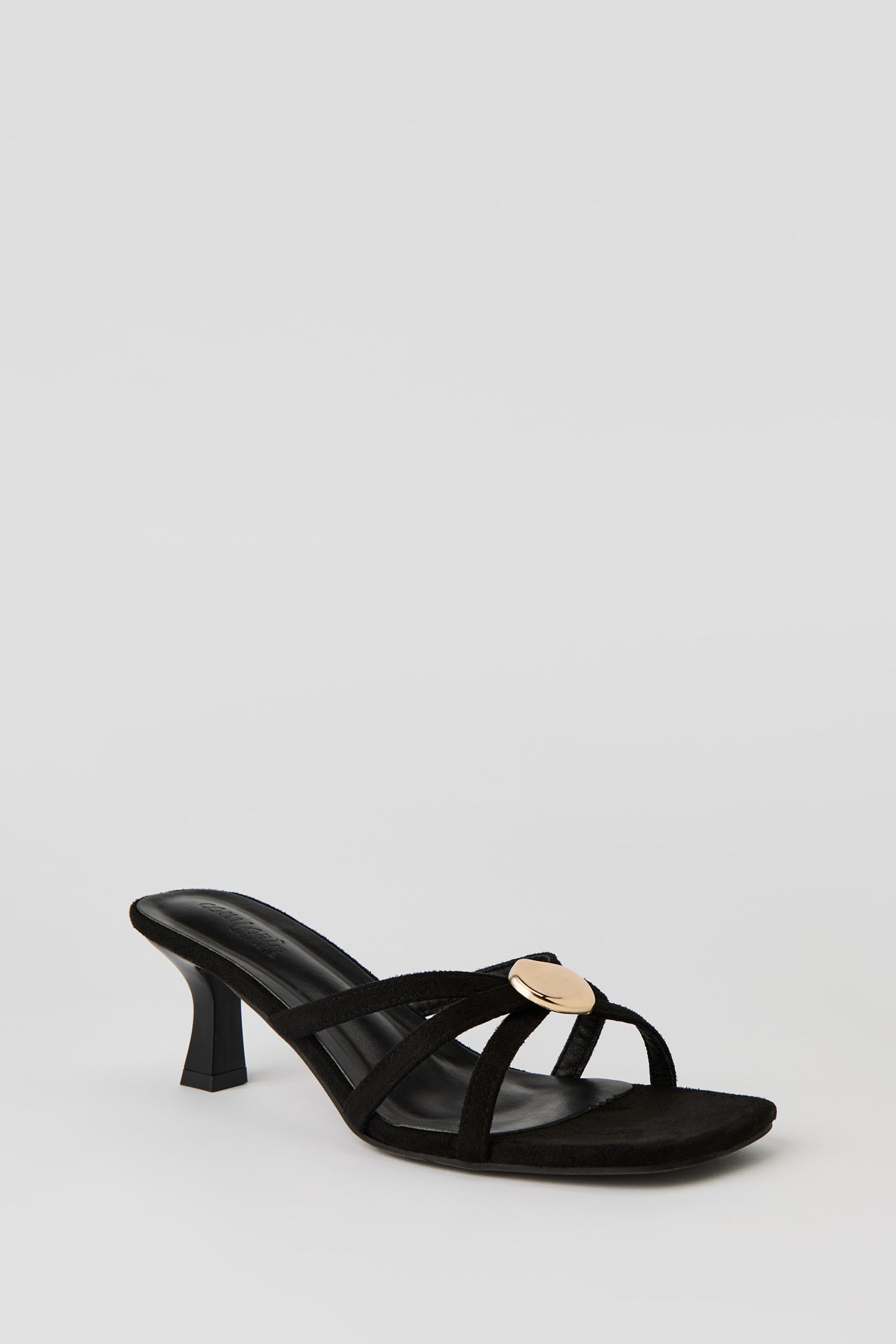 Alt View 3. Metal Detail Strappy Kitten Heel - Black