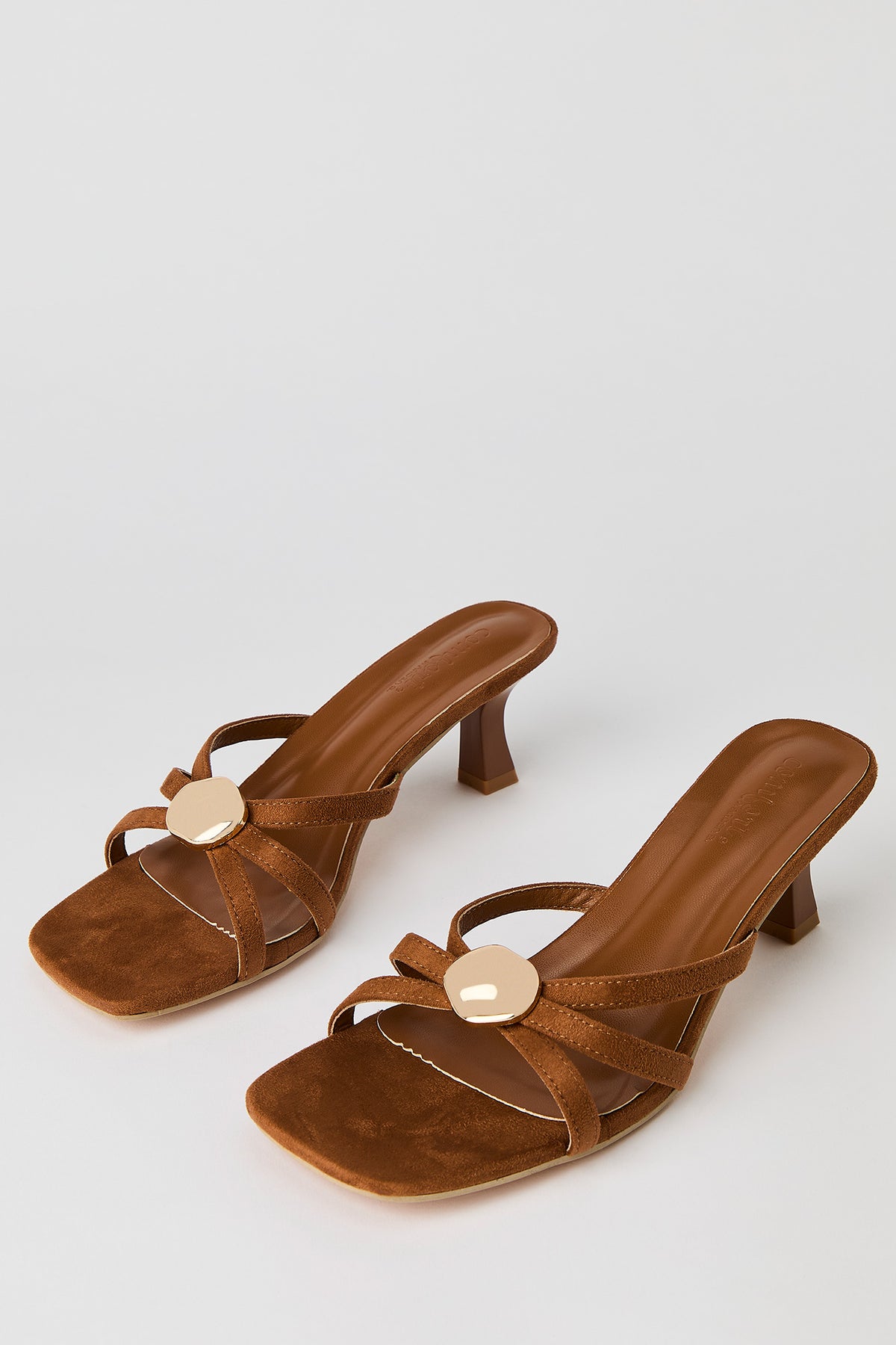 Alt View 2. Metal Detail Strappy Kitten Heel - Tan