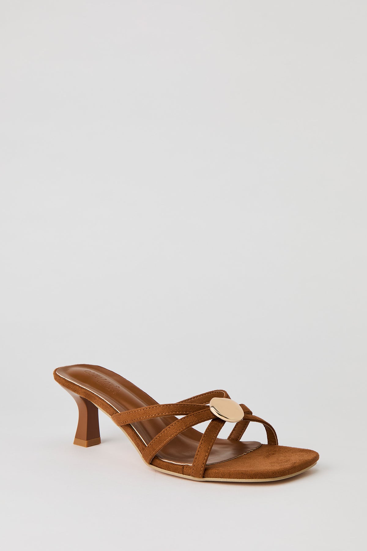 Alt View 3. Metal Detail Strappy Kitten Heel - Tan