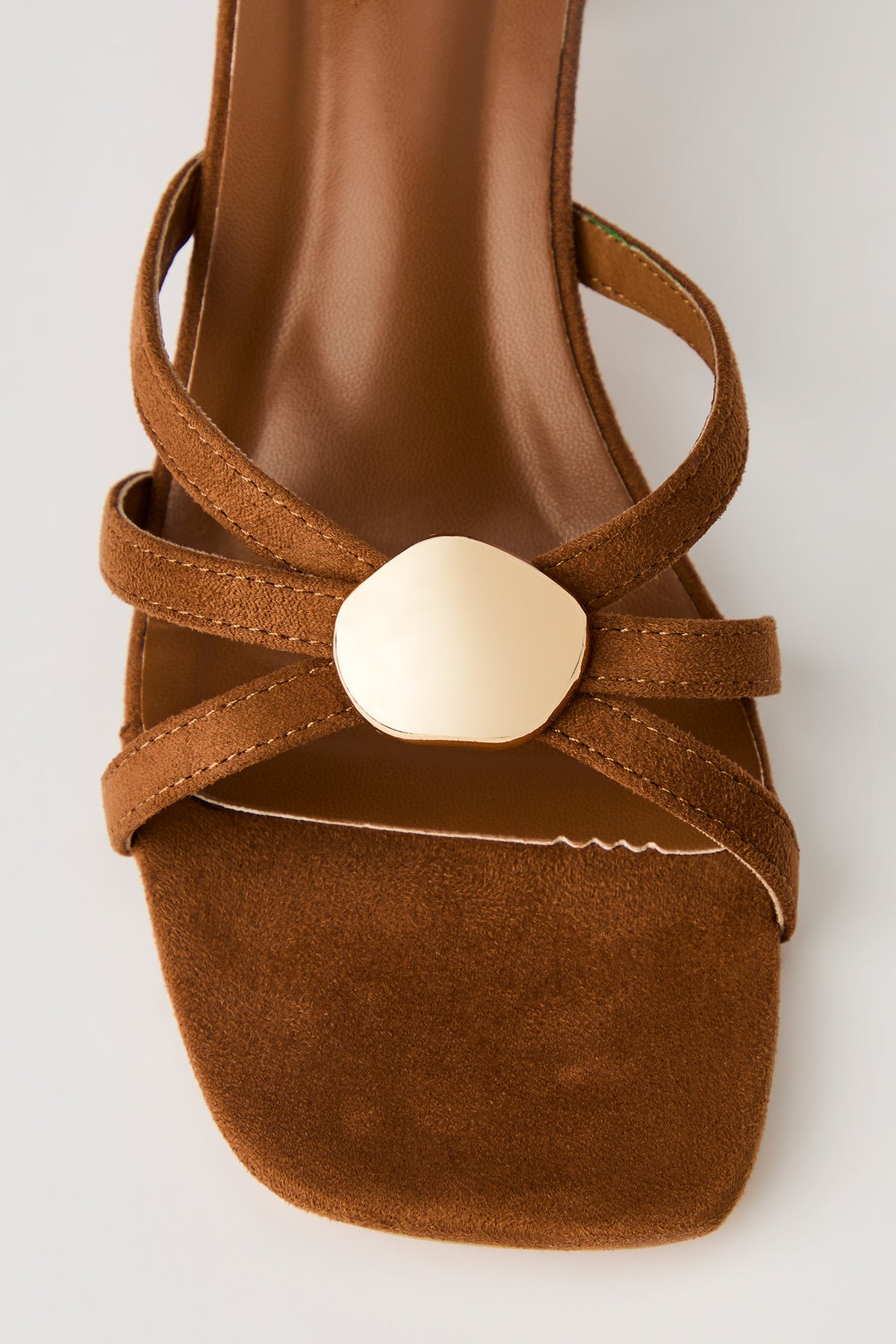 Alt View 4. Metal Detail Strappy Kitten Heel - Tan