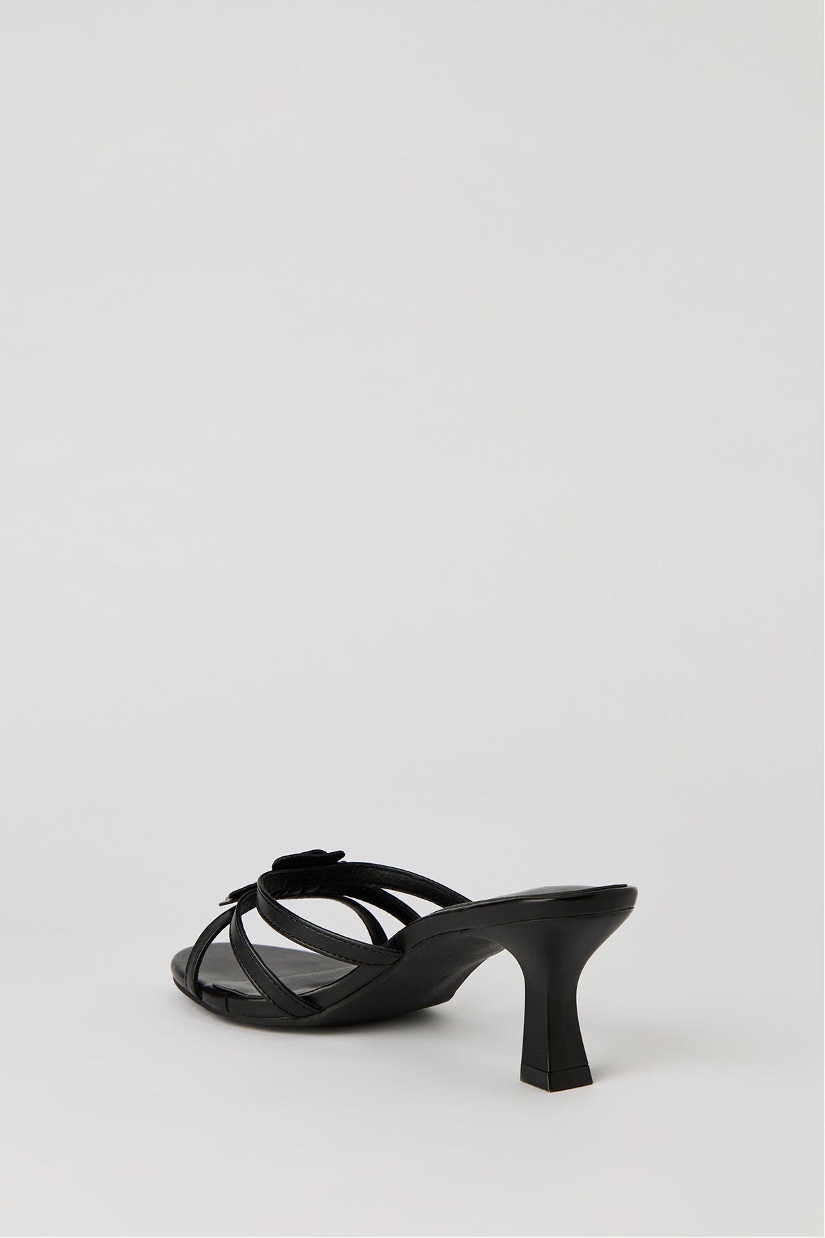 Alt View 5. Faux Leather Flower Strappy Kitten Heel - Black