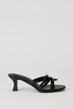 Faux Leather Flower Strappy Kitten Heel