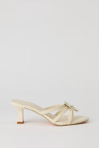 Faux Leather Flower Strappy Kitten Heel