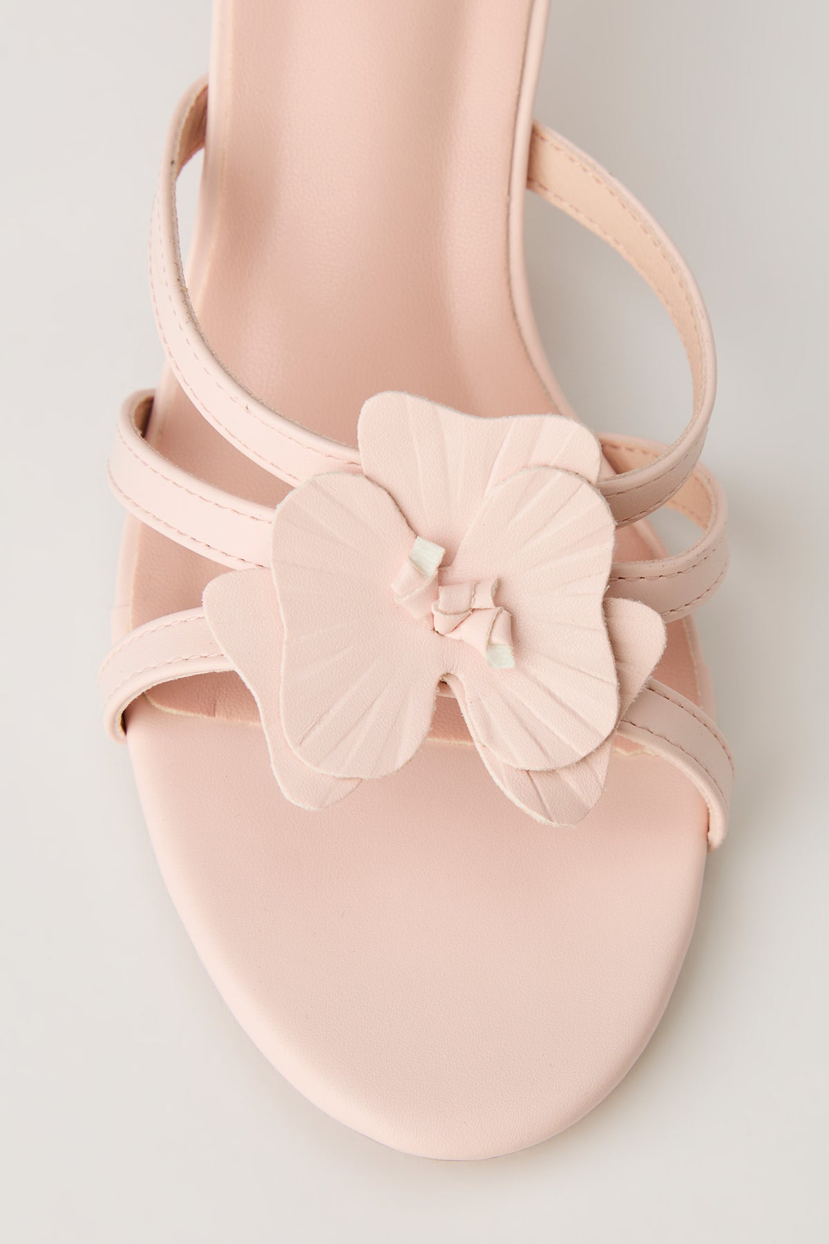 Alt View 4. Faux Leather Flower Strappy Kitten Heel - Light Pink