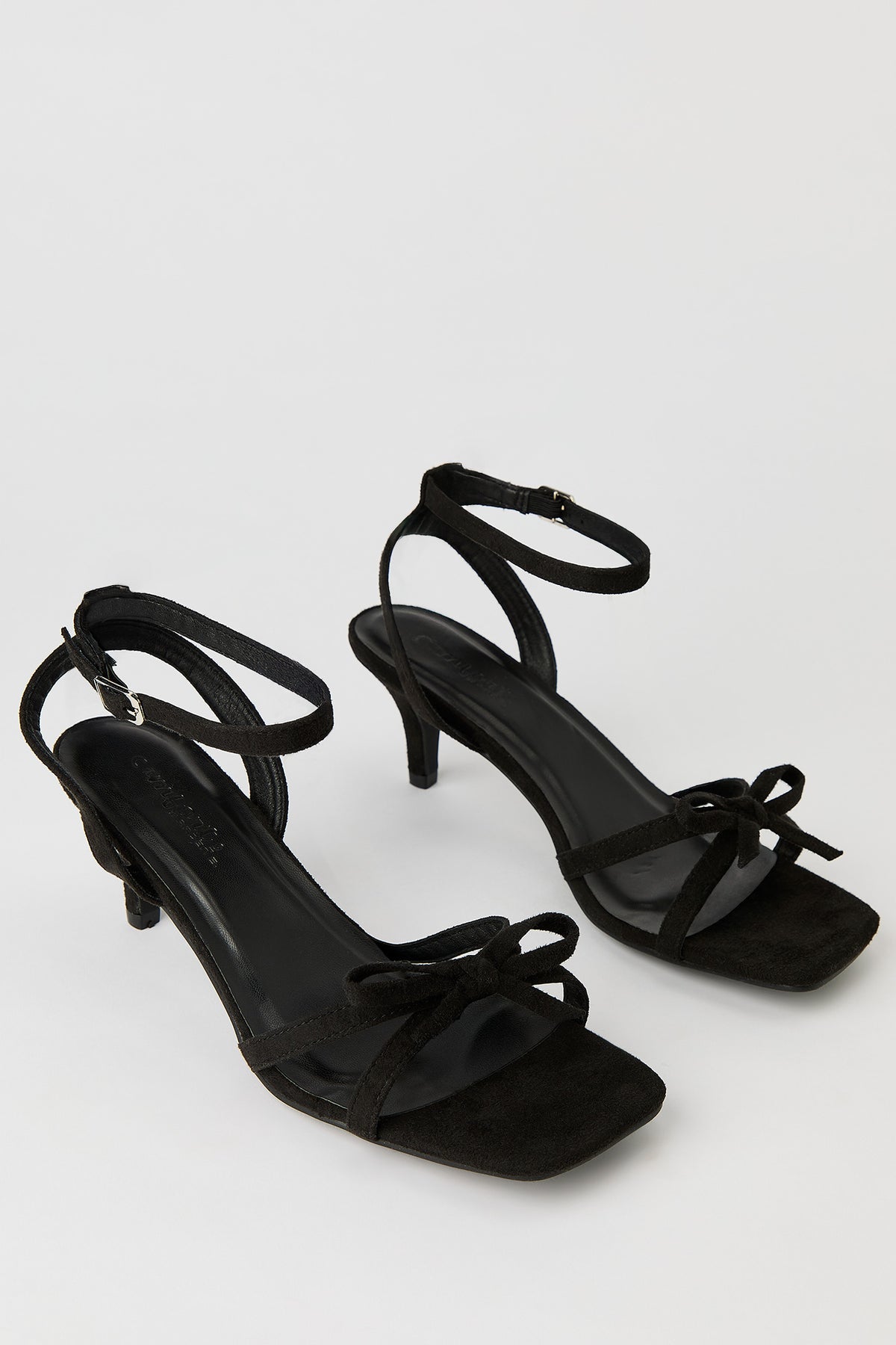Alt View 2. Faux Suede Strappy Bow Heel - Black