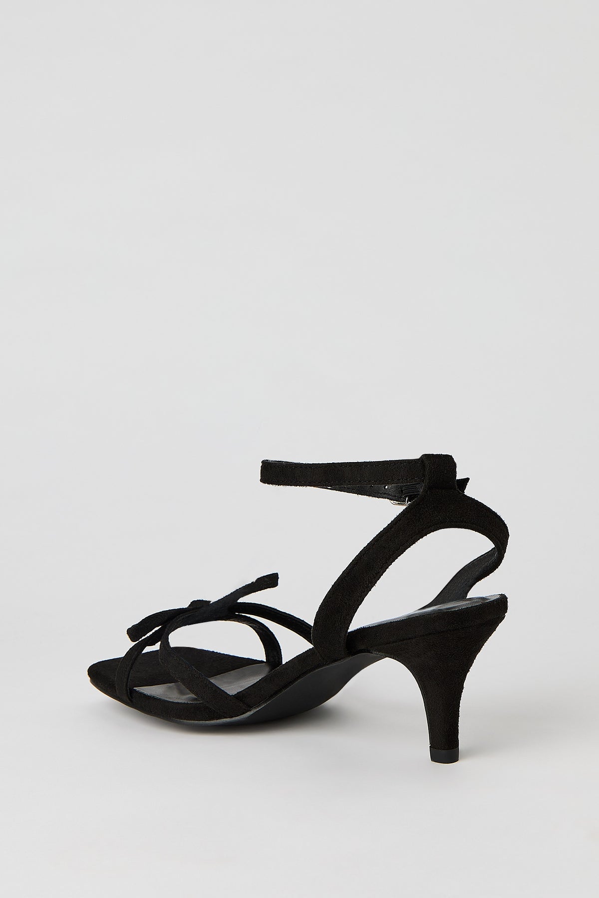 Alt View 4. Faux Suede Strappy Bow Heel - Black