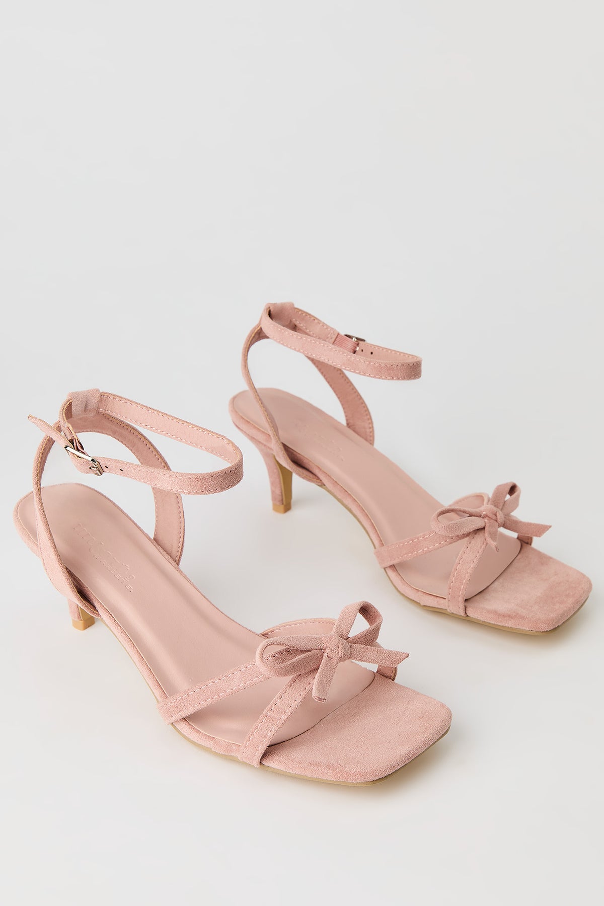Alt View 2. Faux Suede Strappy Bow Heel - Light Pink