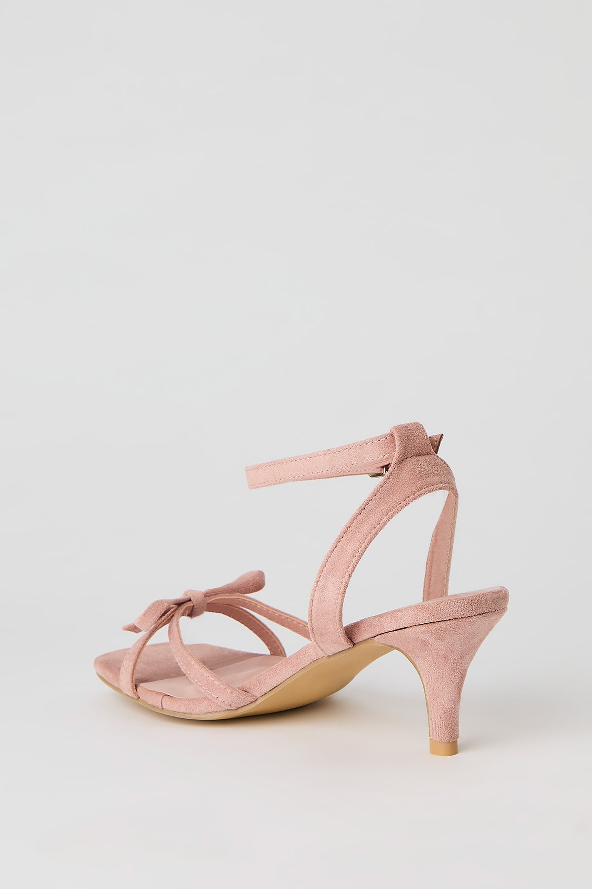 Alt View 4. Faux Suede Strappy Bow Heel - Light Pink