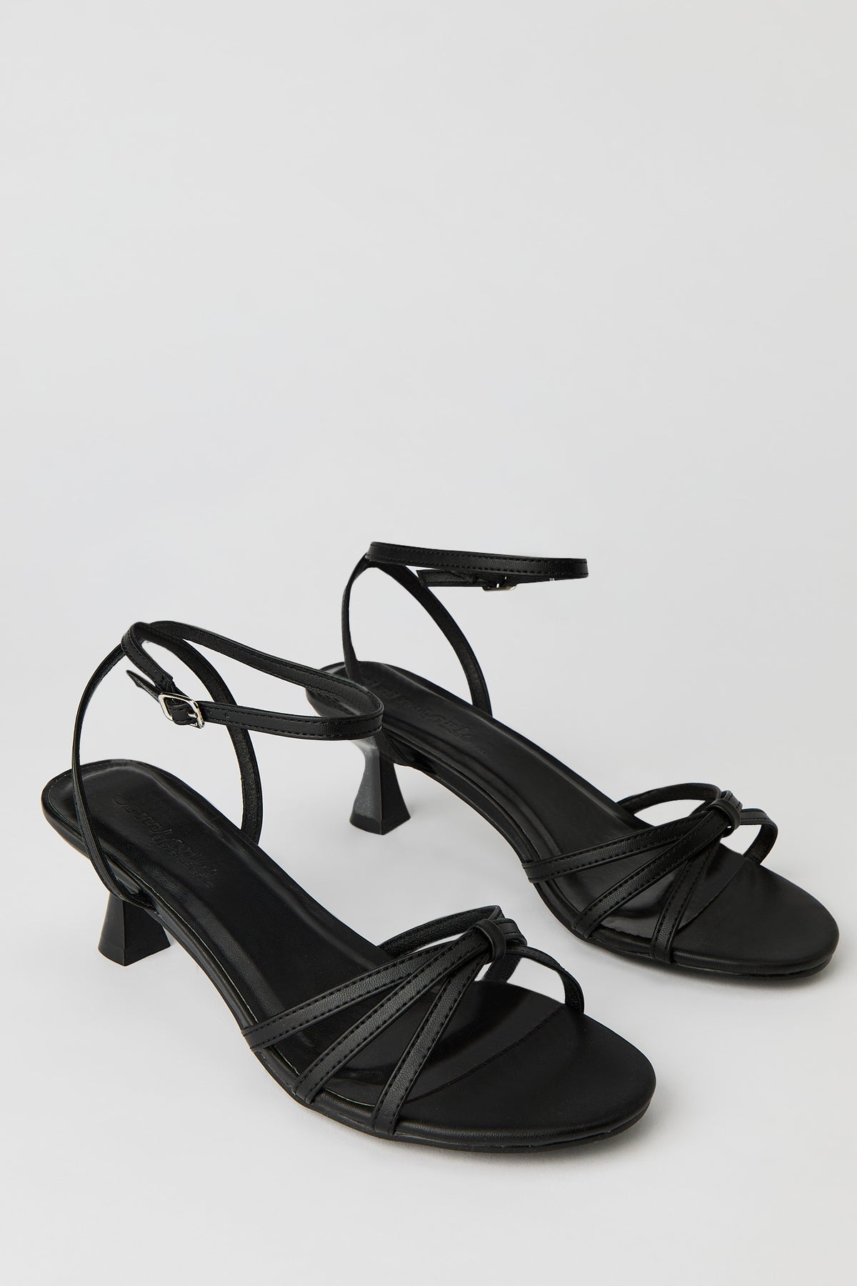 Alt View 2. Faux Leather Strappy Kitten Heel - Black