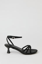 Faux Leather Strappy Kitten Heel