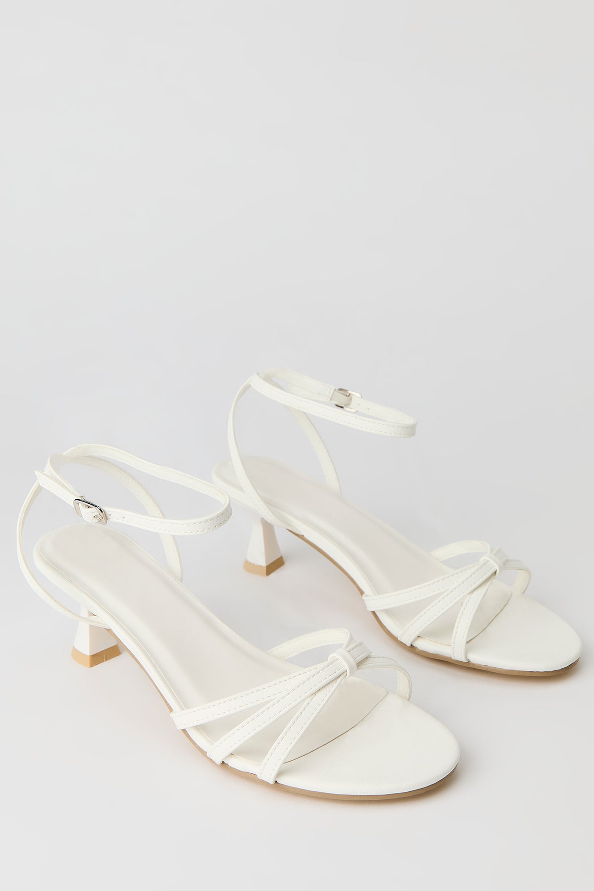 Alt View 2. Faux Leather Strappy Kitten Heel - White