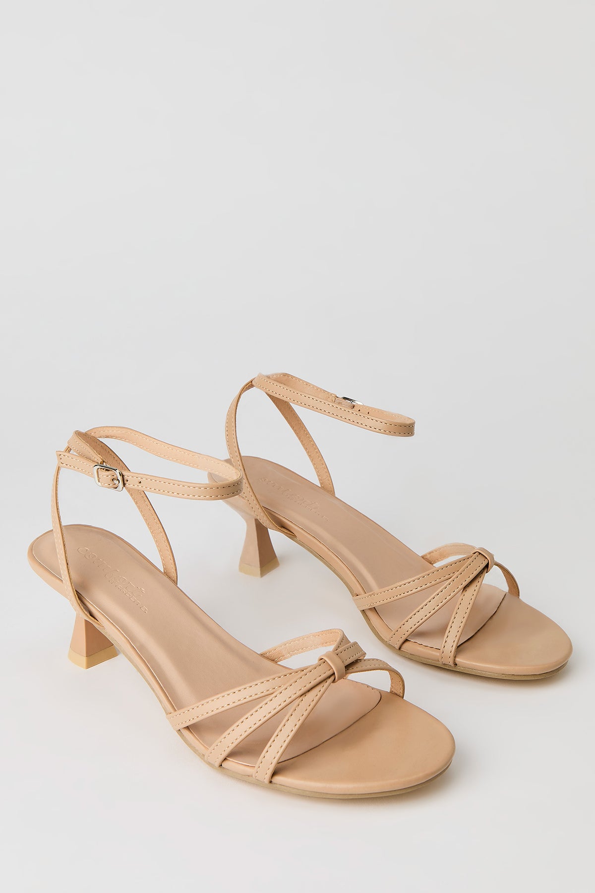 Alt View 2. Faux Leather Strappy Kitten Heel - Natural
