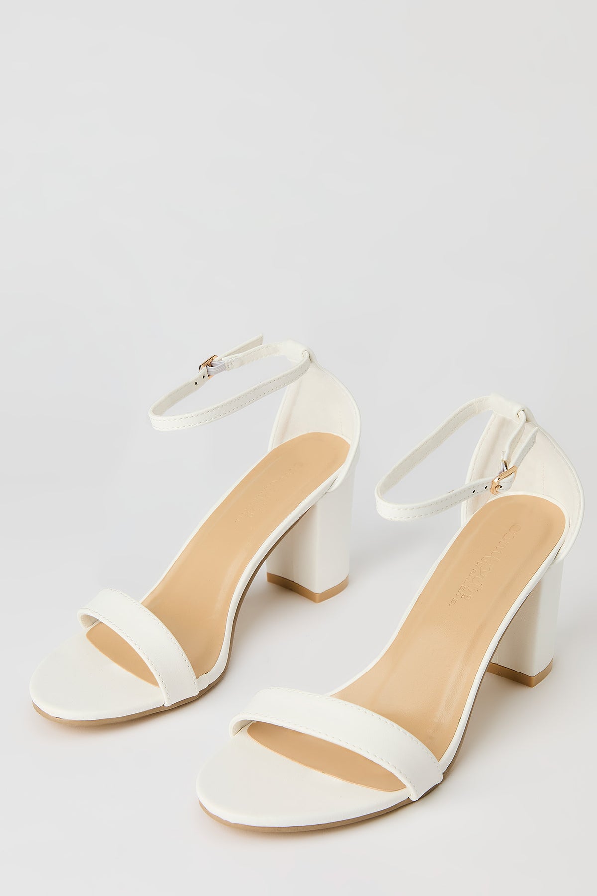 Alt View 2. Banded Block Heel - White