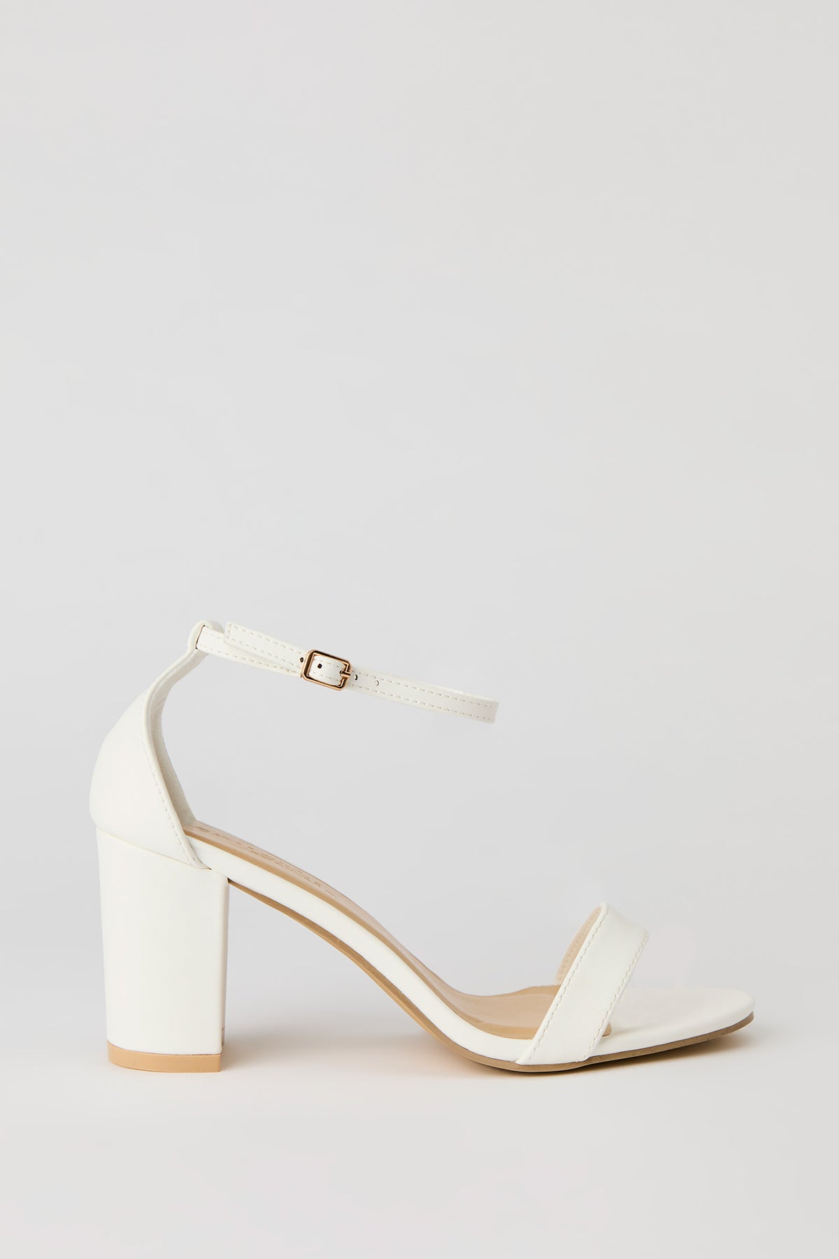 Banded Block Heel - White