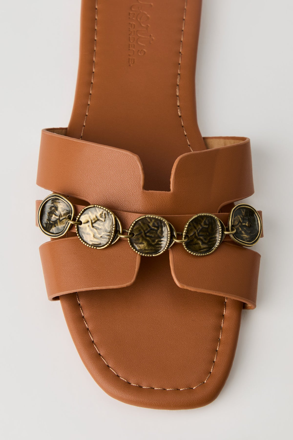 Alt View 3. Metal Coin H Band Sandal - Camel