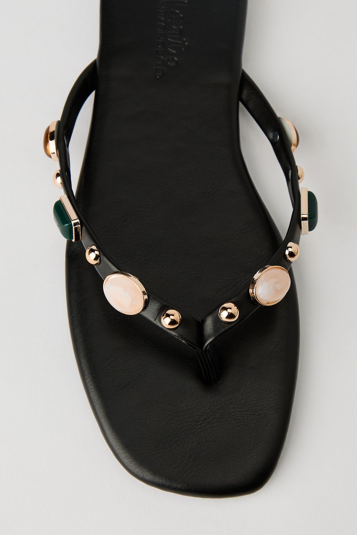 Alt View 3. Stone Bead Thong Sandal - Black