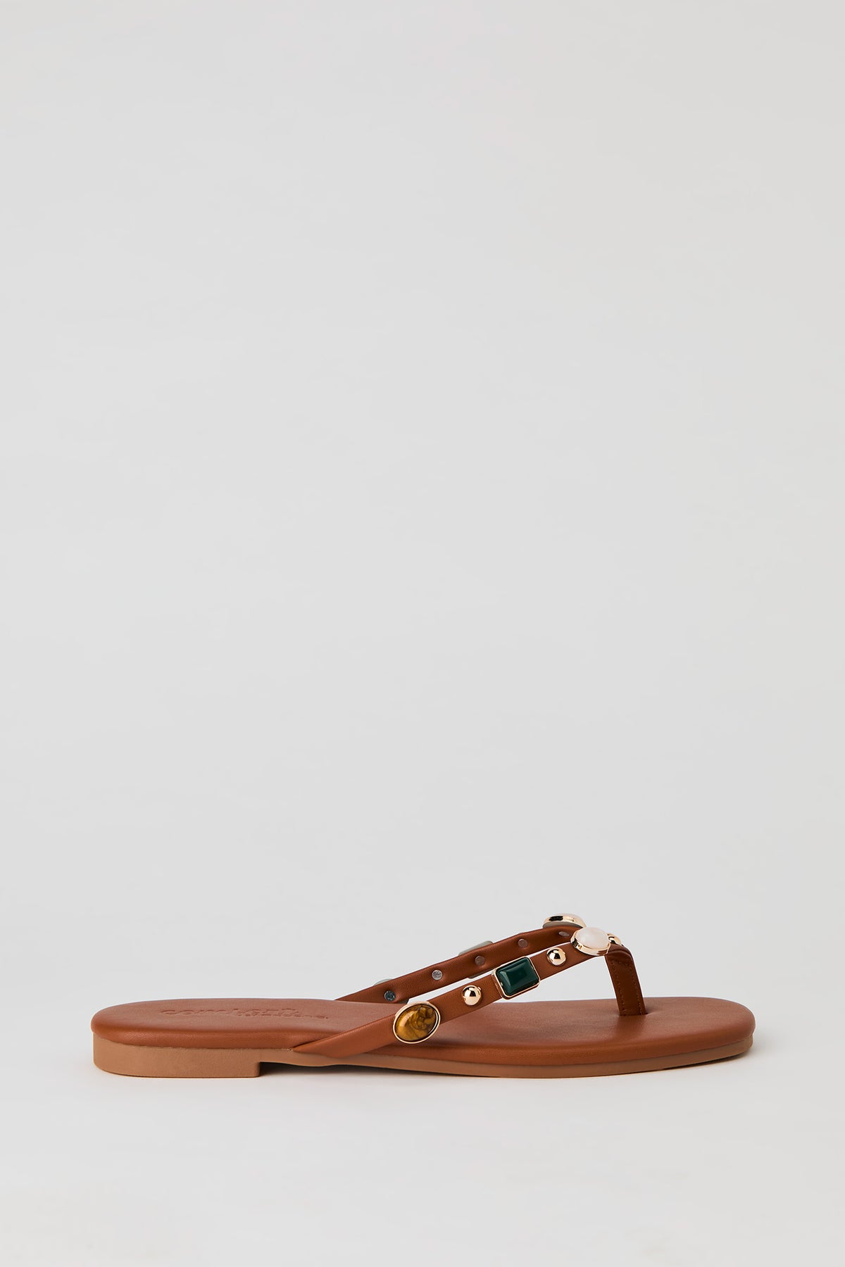 Stone Bead Thong Sandal - Camel