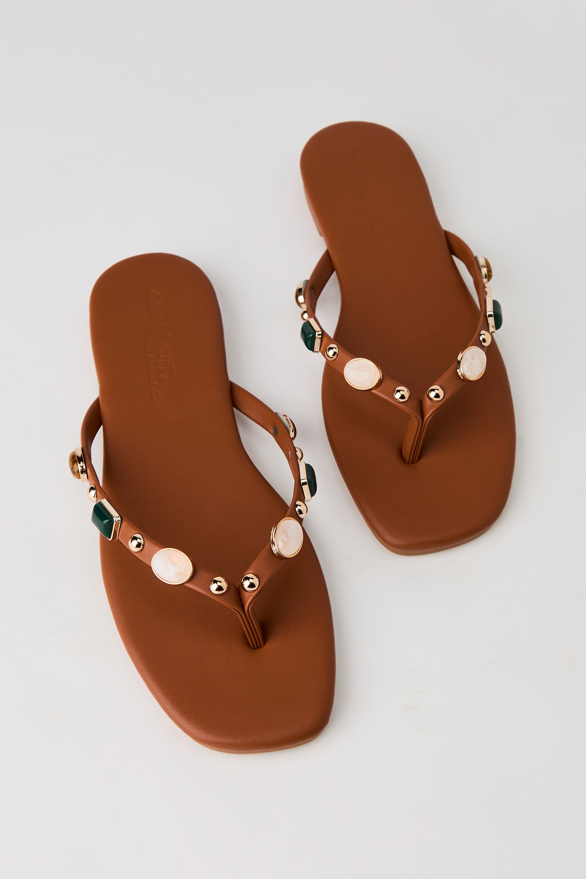 Alt View 2. Stone Bead Thong Sandal - Camel