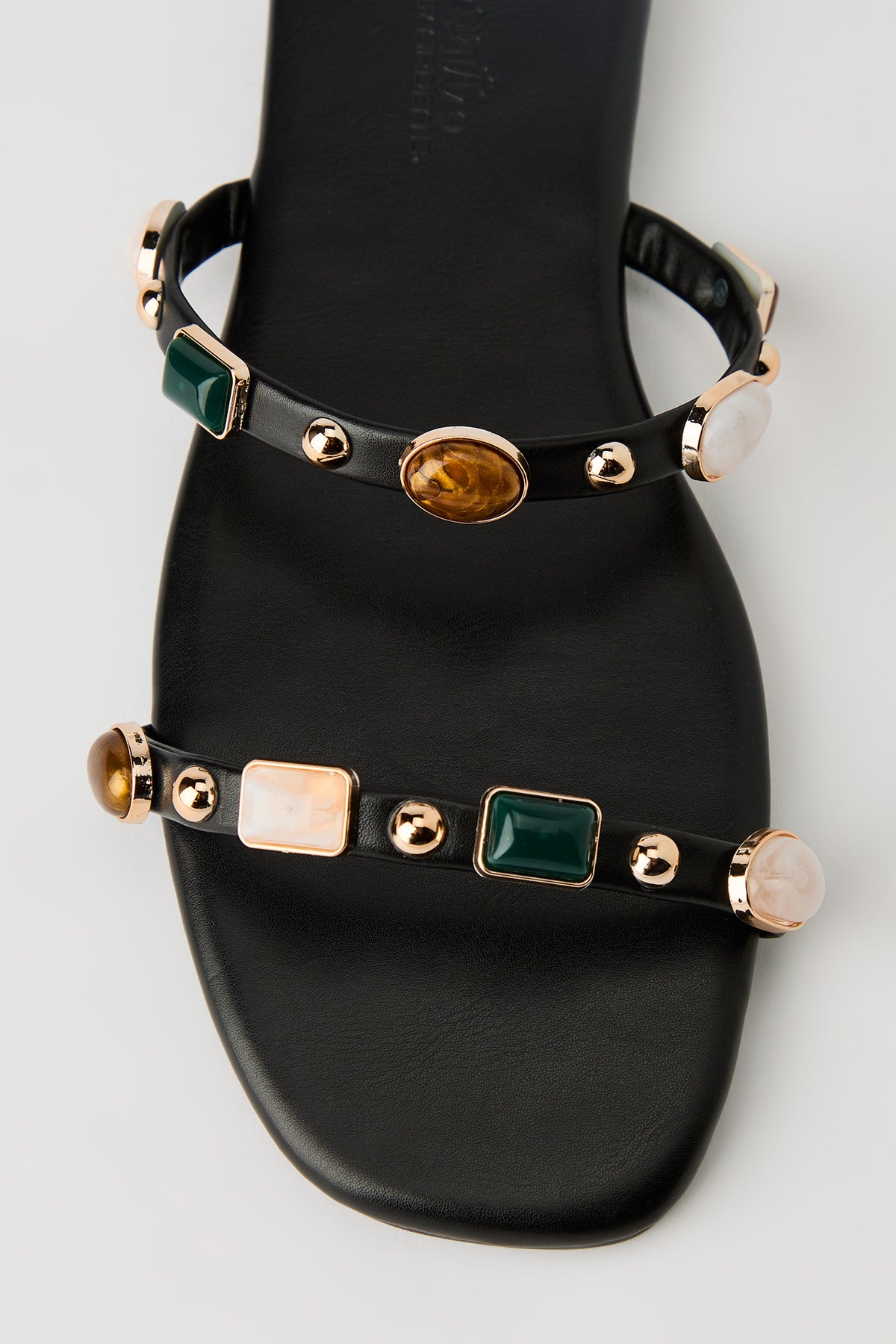 Alt View 3. Stone Bead Double Band Sandal - Black