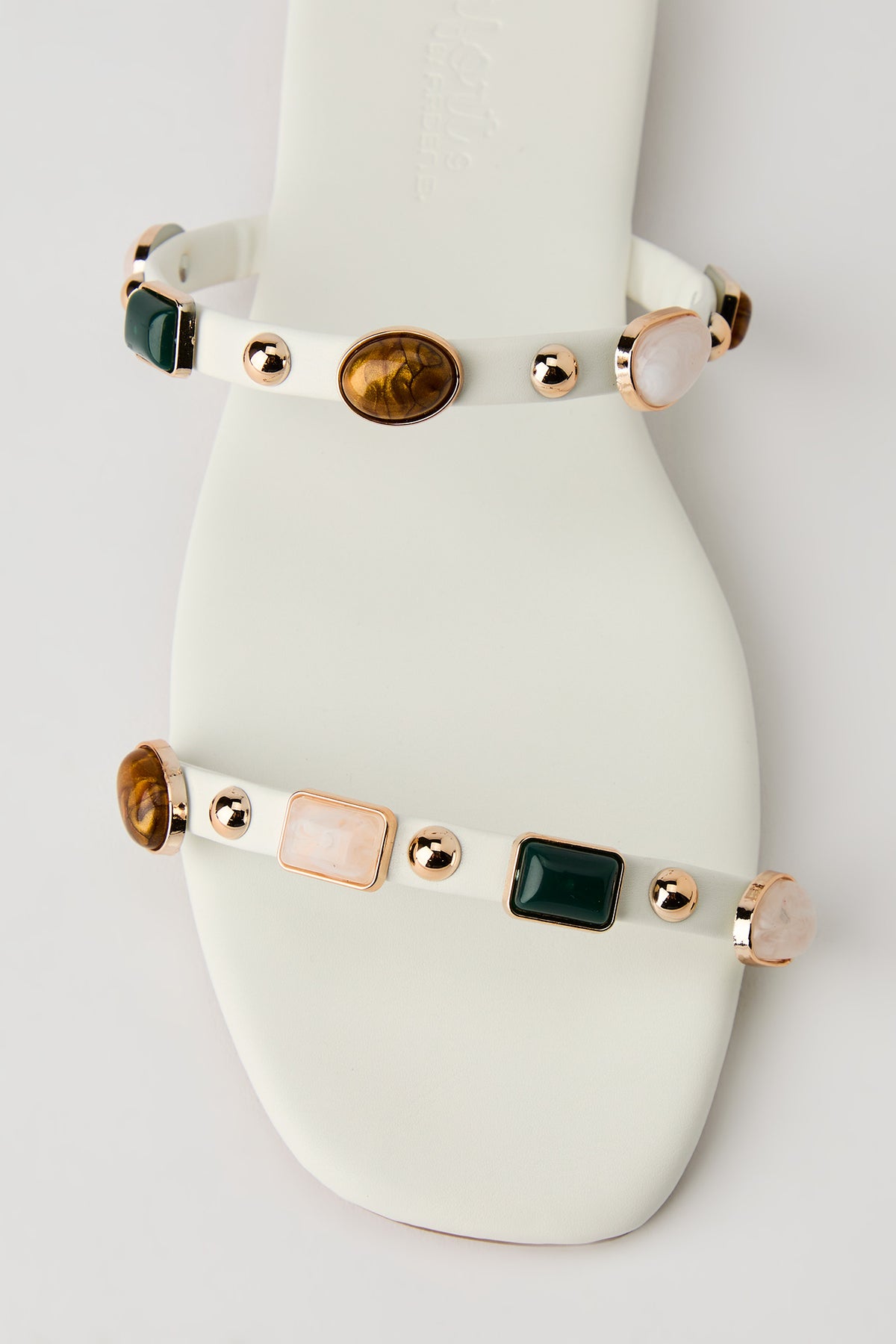 Alt View 3. Stone Bead Double Band Sandal - White