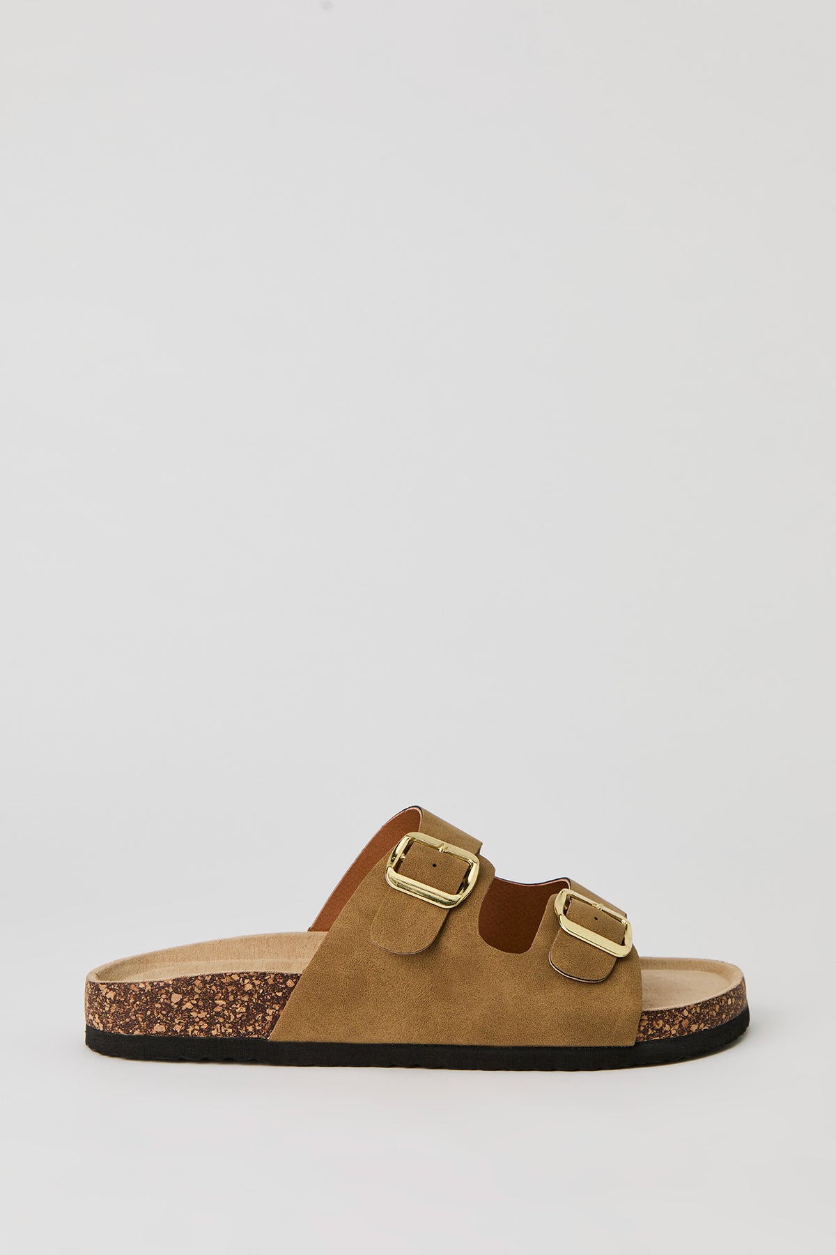 Double Buckle Cork Sandal - Natural