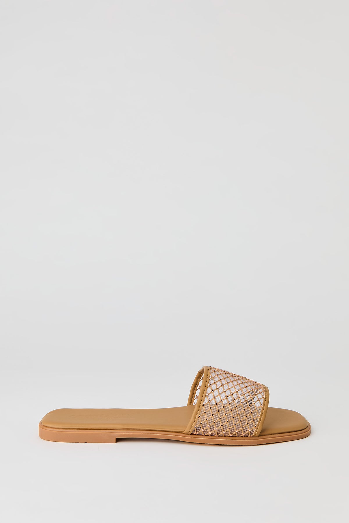 Rhinestone Mesh Band Sandal - Natural