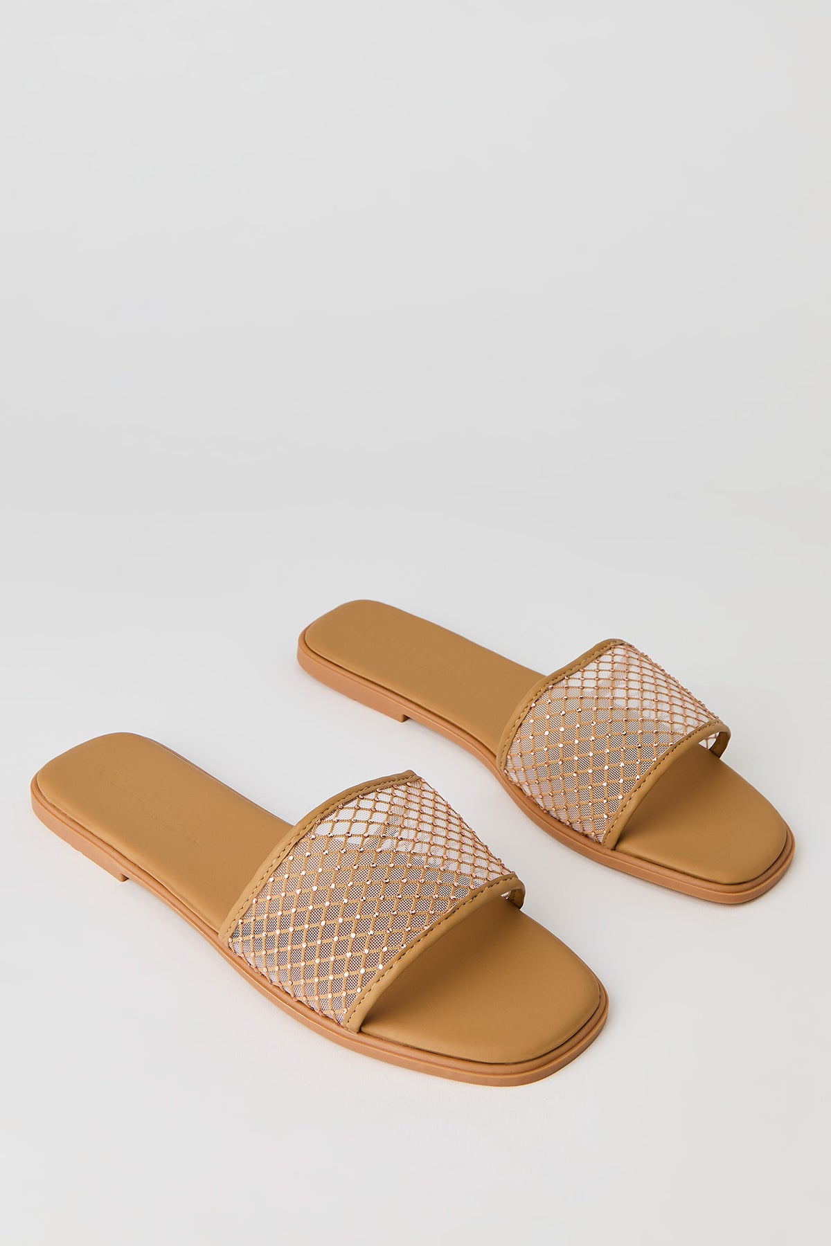 Alt View 2. Rhinestone Mesh Band Sandal - Natural