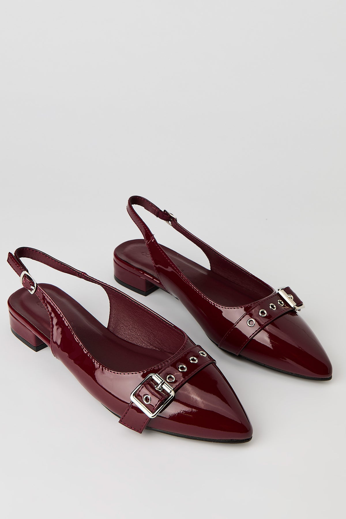 Alt View 2. Faux Leather Mid Heel Sandal - Burgundy