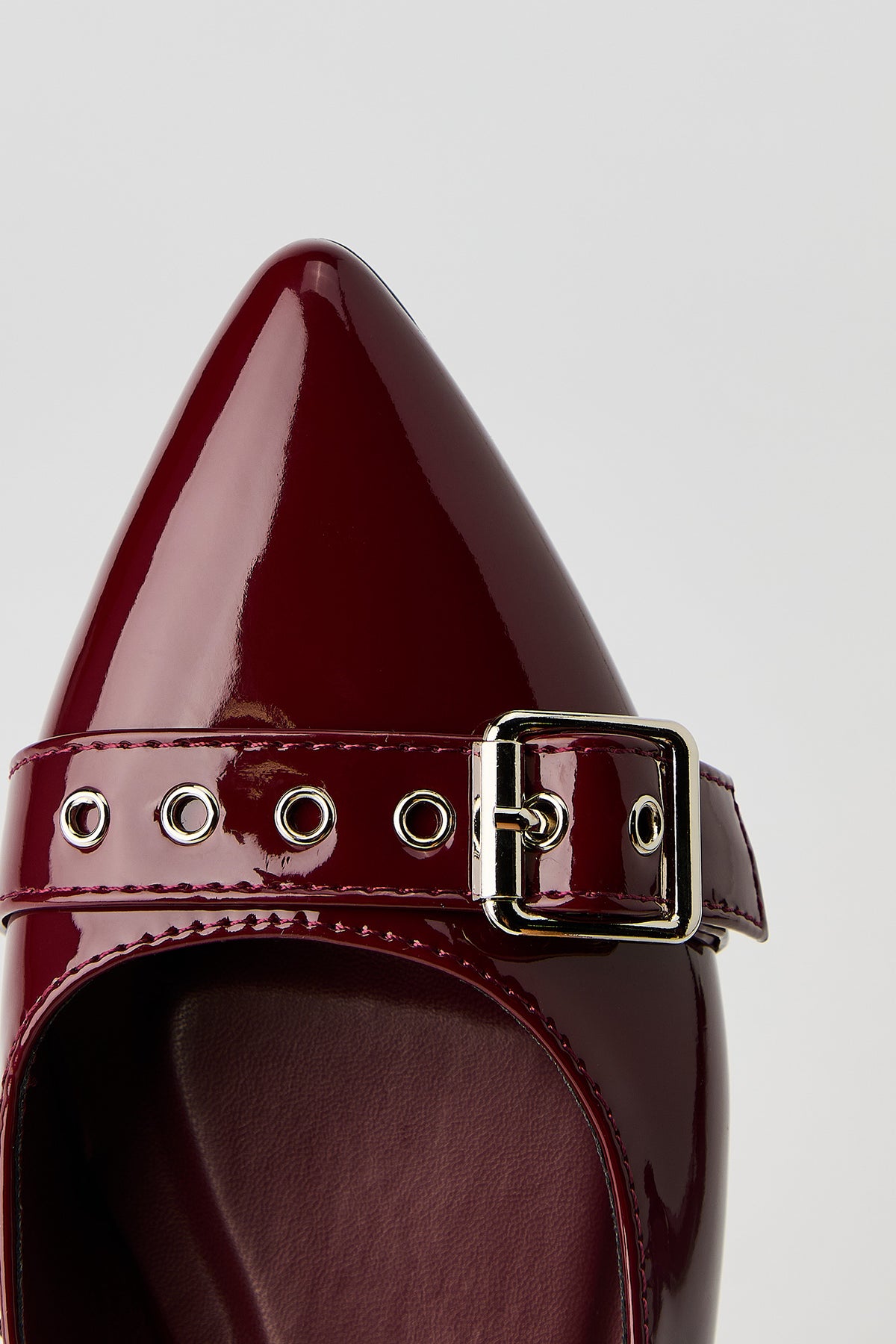 Alt View 3. Faux Leather Mid Heel Sandal - Burgundy