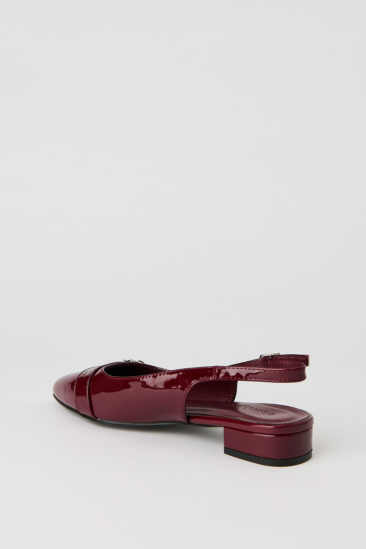 Alt View 4. Faux Leather Mid Heel Sandal - Burgundy