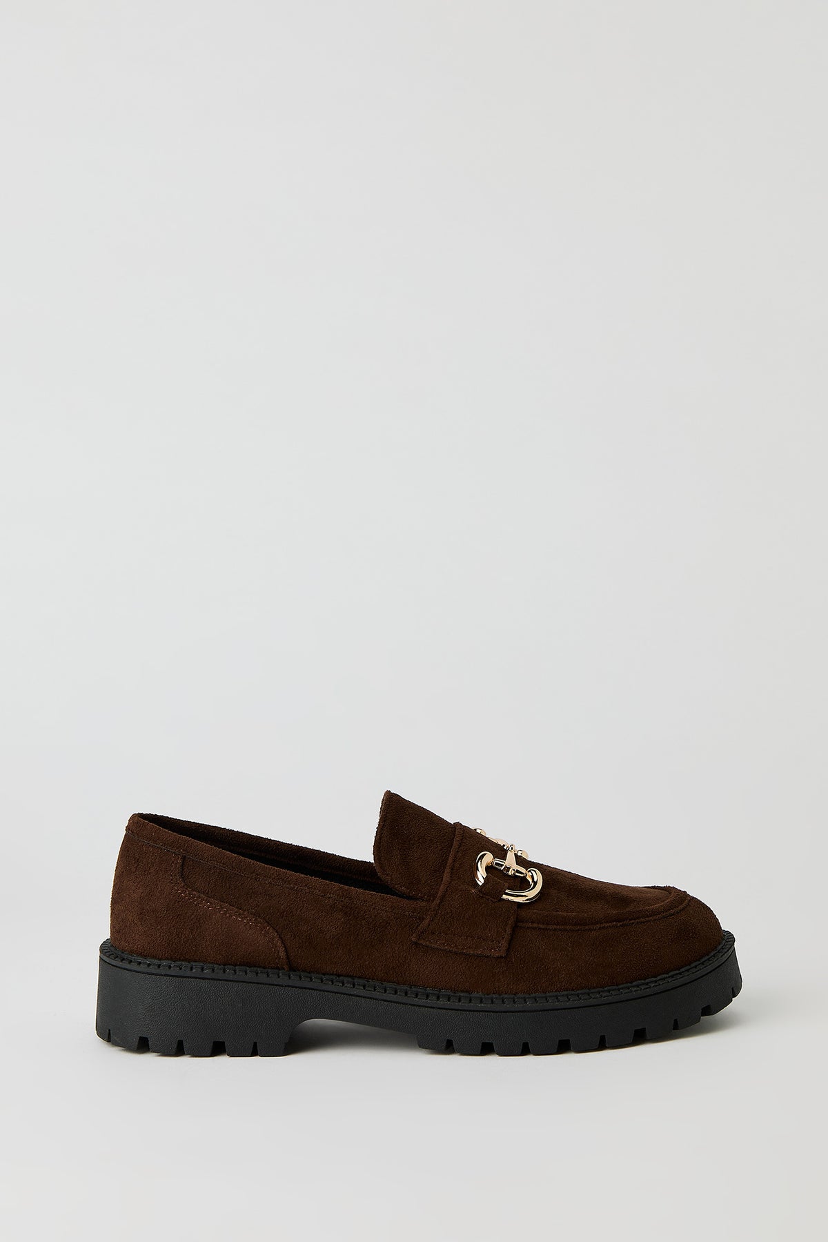 Gold Buckle Loafer - Brown