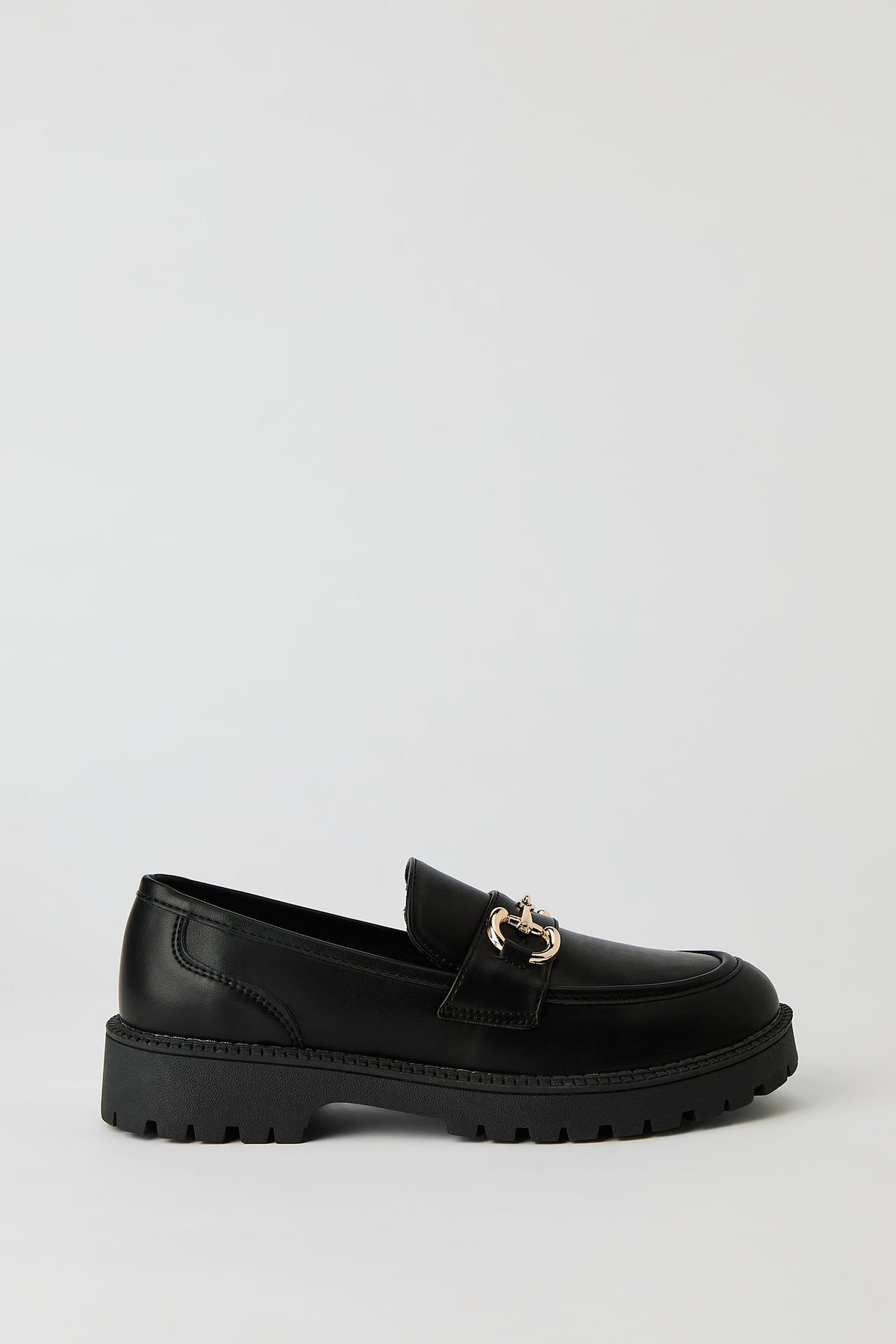 Gold Buckle Loafer - Black