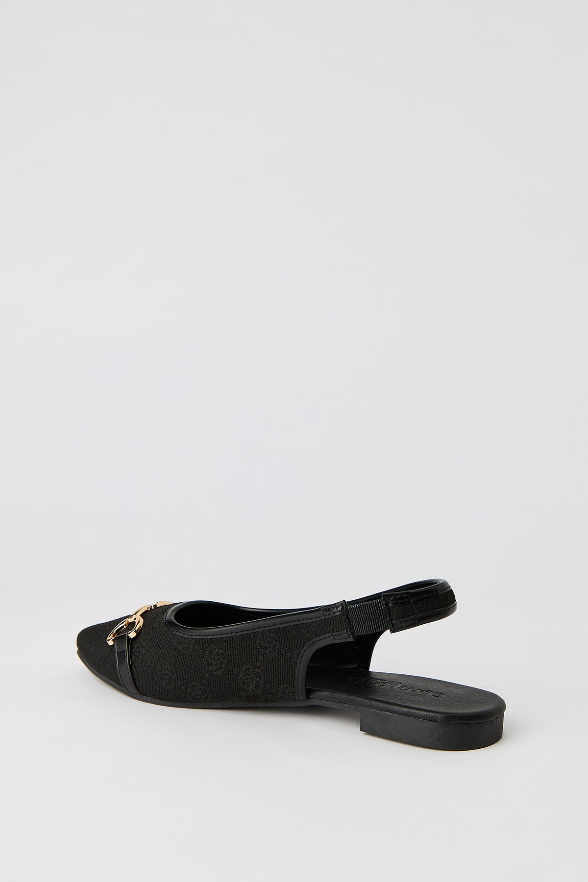 Alt View 4. Patterned Snaffle Slingback Flats - Black