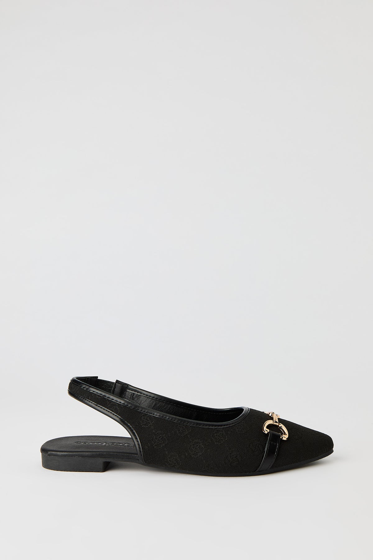 Patterned Snaffle Slingback Flats - Black
