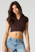Crochet Button-Up Collared Top