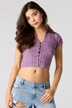 Crochet Button-Up Collared Top
