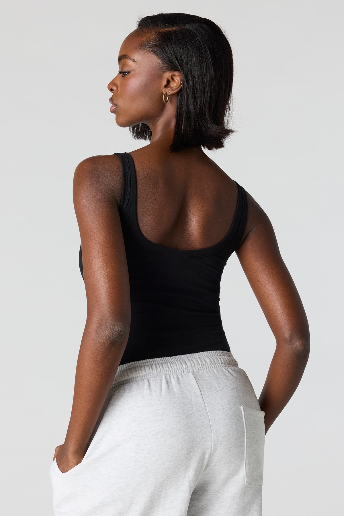 Alt View 2. Soft Contour Scoop Neck Bodysuit - Black