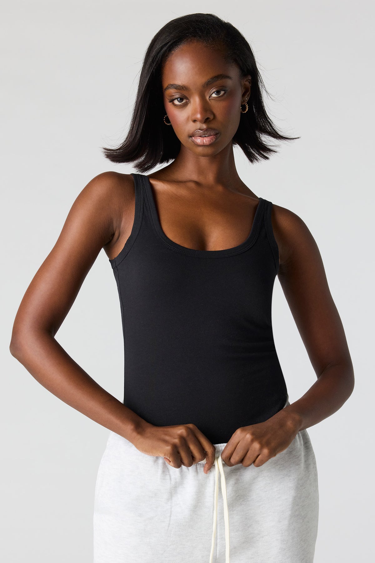 Soft Contour Scoop Neck Bodysuit - Black