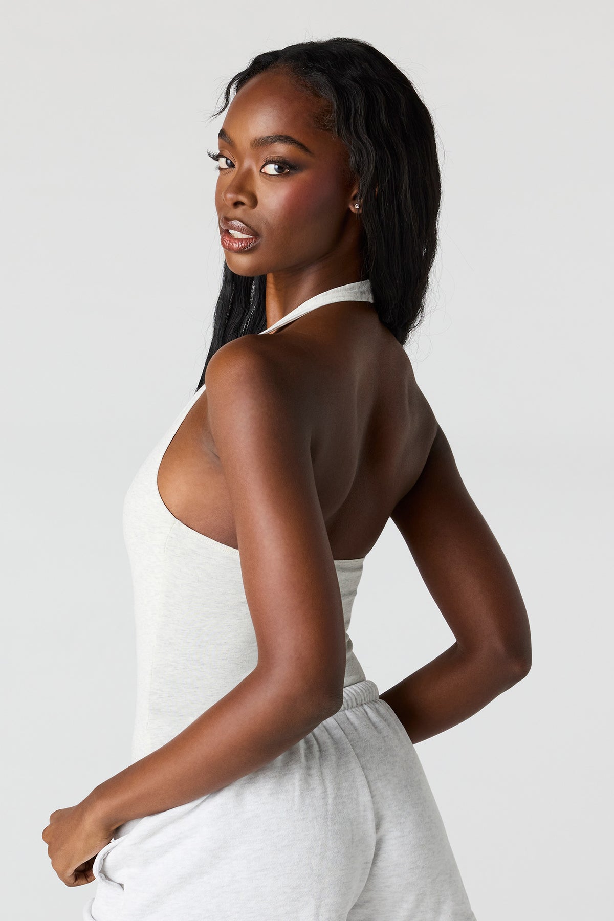 Alt View 15. Soft Contour Halter Bodysuit - Black with White