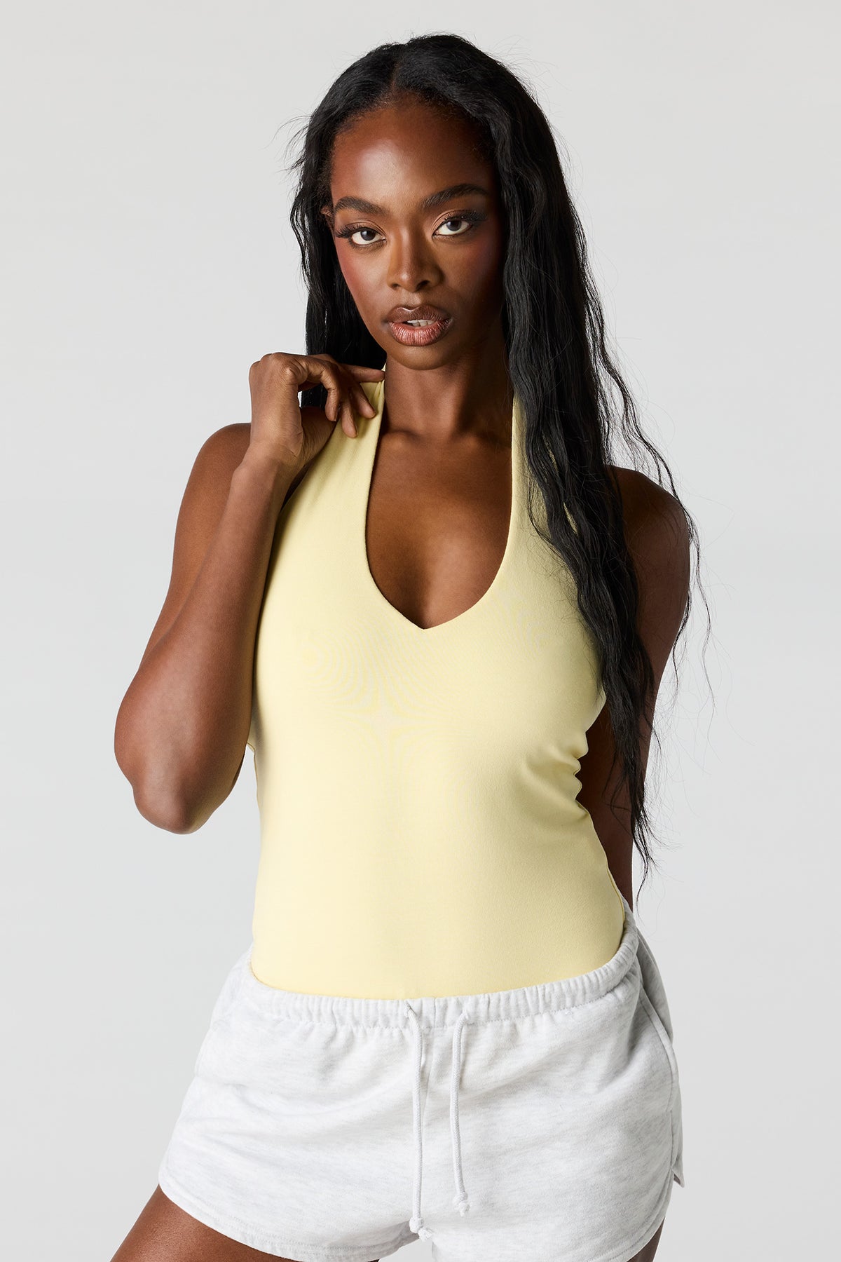 Alt View 3. Soft Contour Halter Bodysuit - Yellow