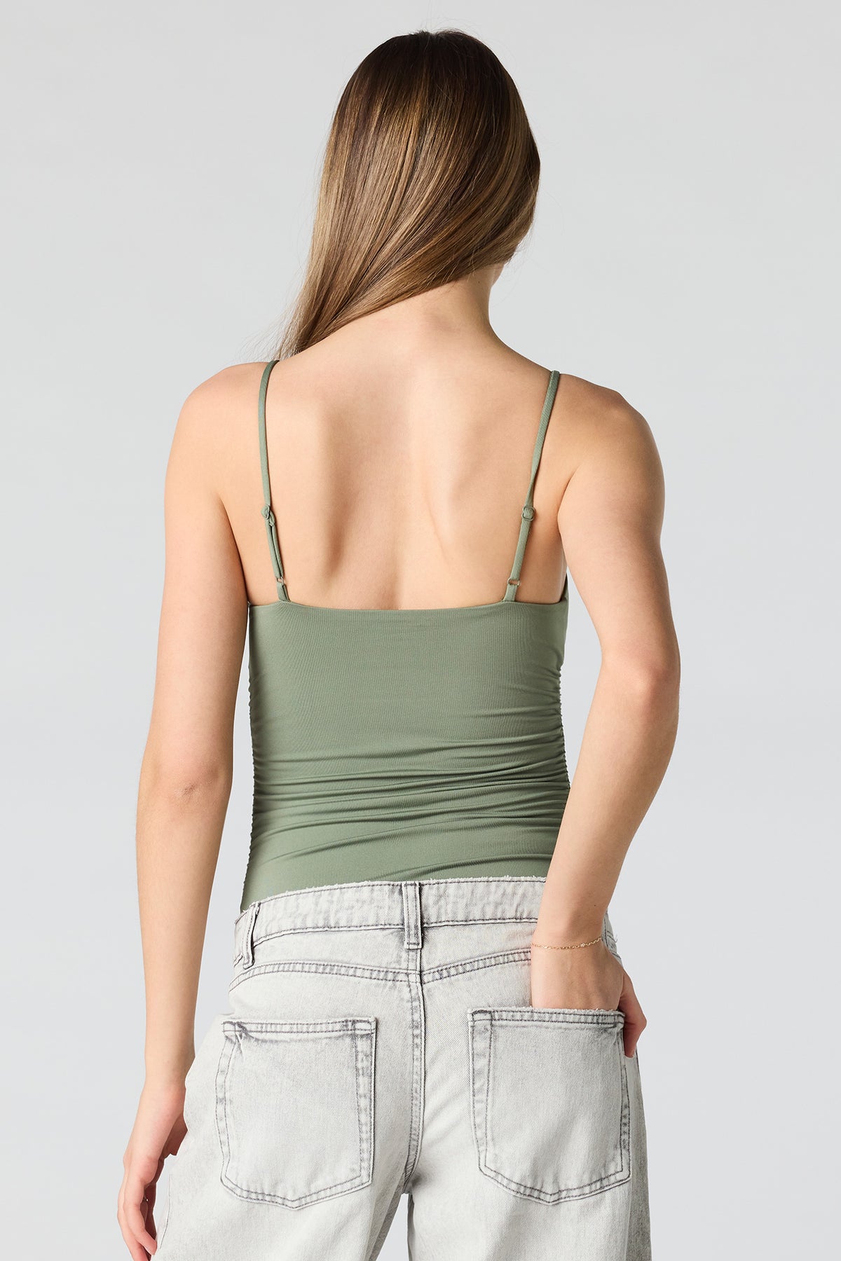 Alt View 2. Contour Square Neck Cami Bodysuit - Dark Green