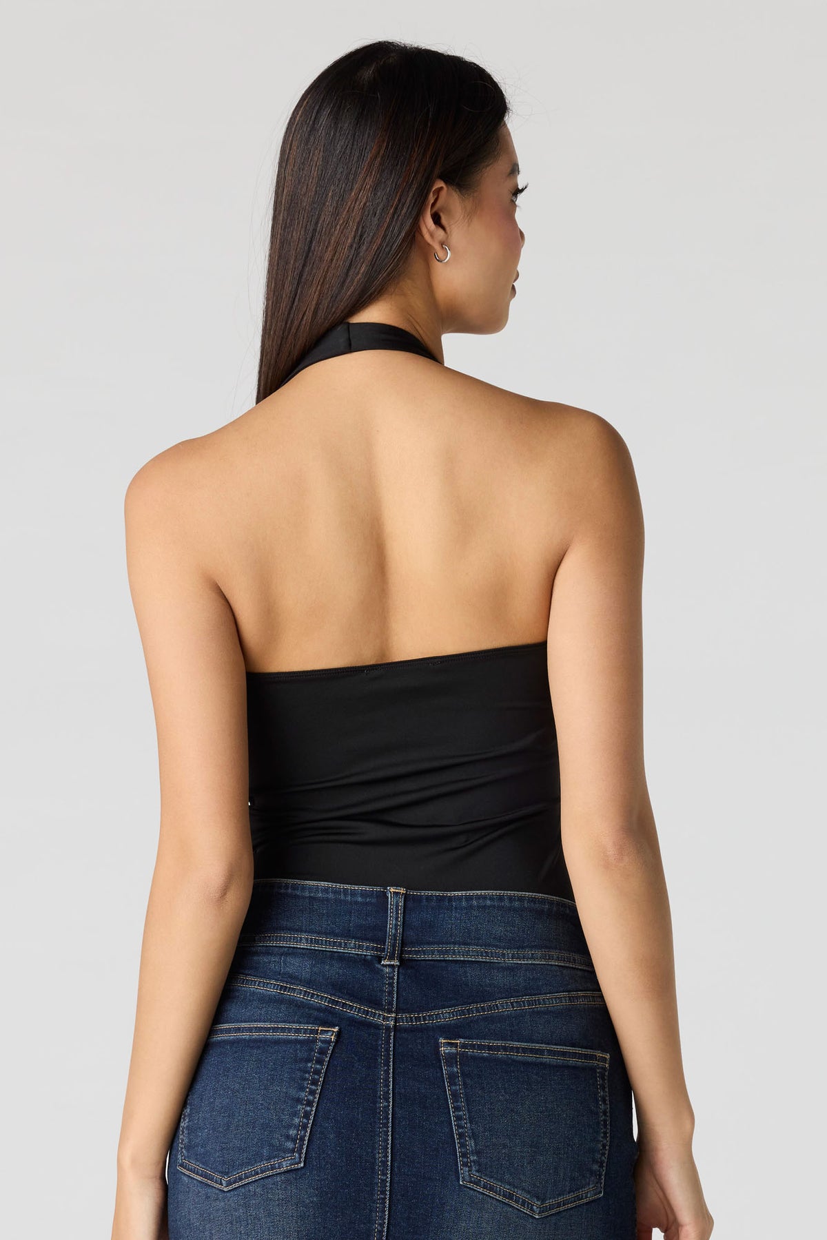Alt View 2. Contour Halter Bodysuit - Black