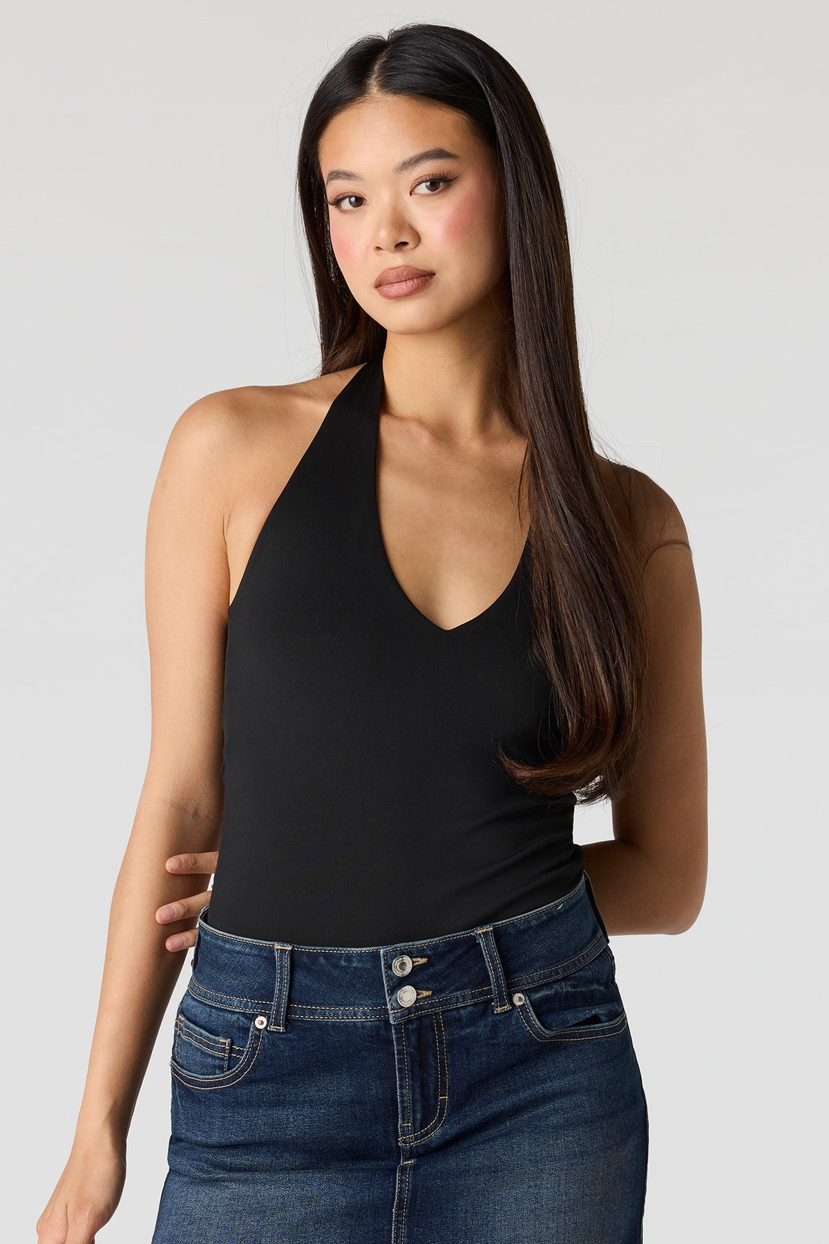 Contour Halter Bodysuit - Black